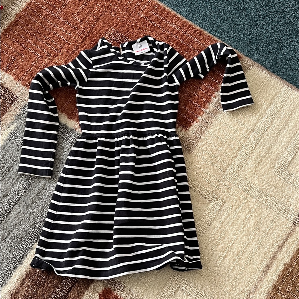 Hanna Andersson Black & White Striped Long-Sleeve Dress